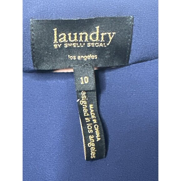 Elegant Cobalt Blue 3/4 Sleeve Evening Career Shift Dress Gold Zipper Womens 10 - Picture 5 of 9